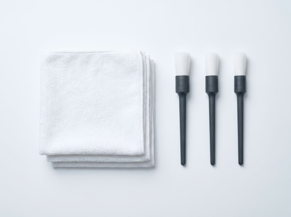 Gloved hand drying glossy white fuselage panel with microfiber cloth