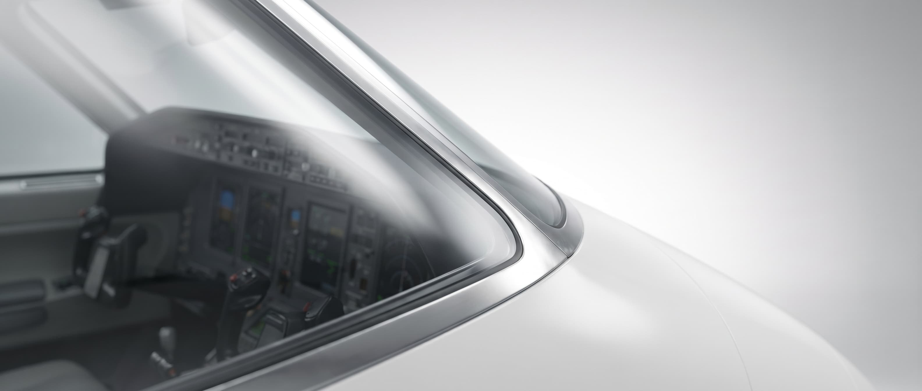 Spotless cockpit windscreen with crystal-clear visibility through to instrument panel