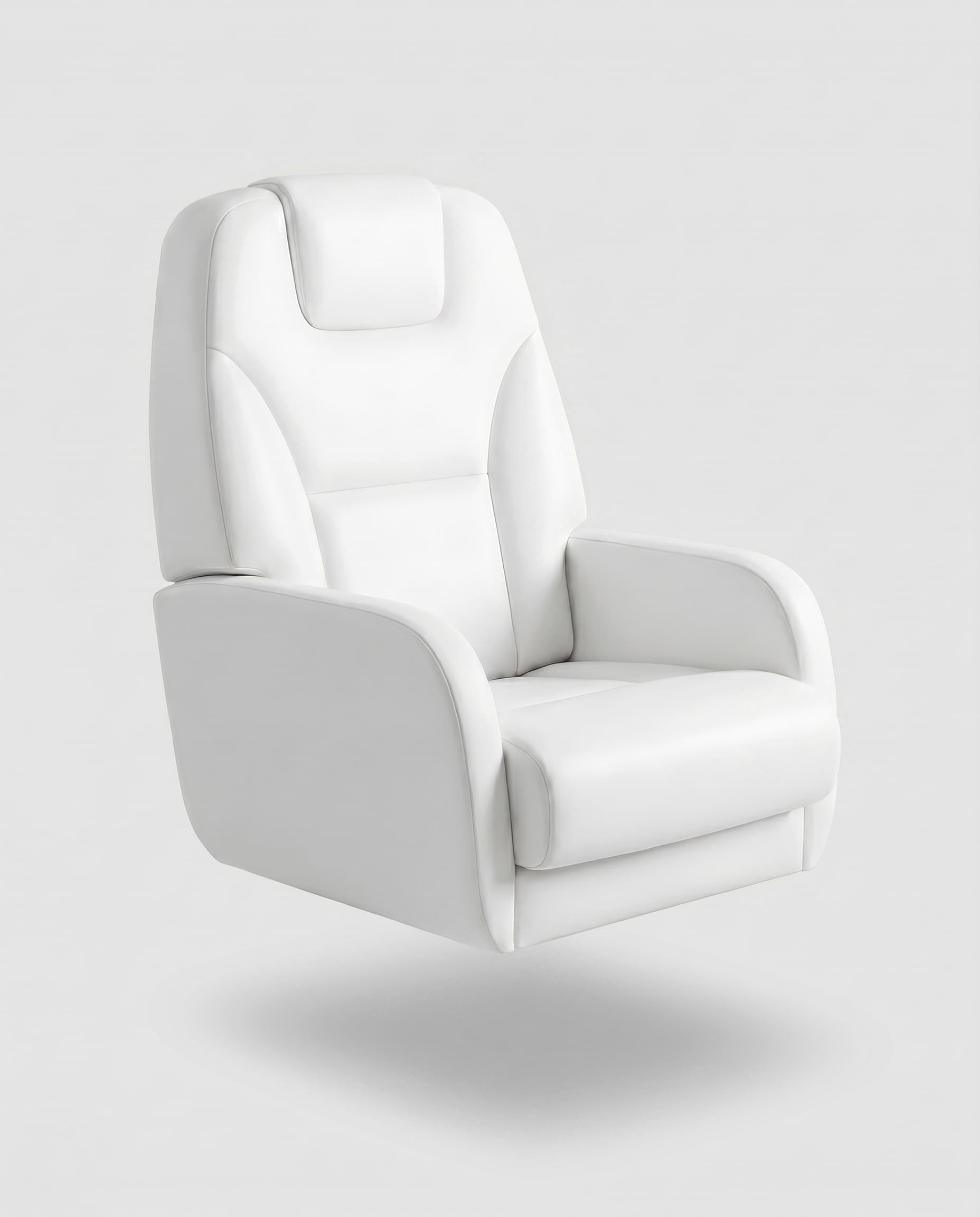 Conditioned cabin leather seat with rich finish under hangar lighting